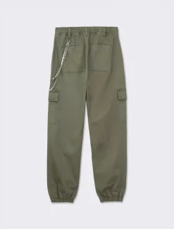 Piazza Italia Pantalone colorato con tasconi applicati e catena di tessuto elastico con vestibilita comfort - Ve.milit. Verde Hot