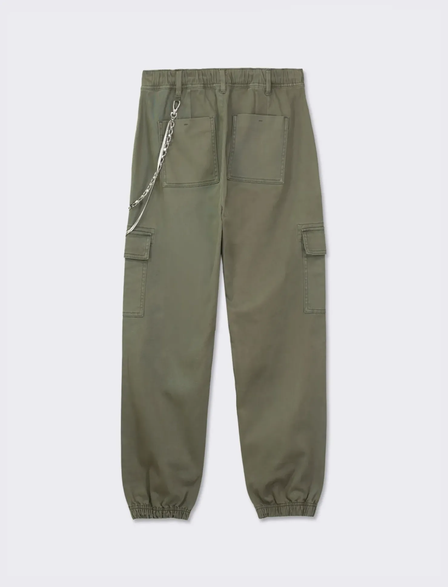 Piazza Italia Pantalone colorato con tasconi applicati e catena di tessuto elastico con vestibilita comfort - Ve.milit. Verde Hot