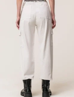 Piazza Italia Pantalone colorato con tasconi applicati e catena di tessuto elastico con vestibilita comfort - gesso Bianco Store
