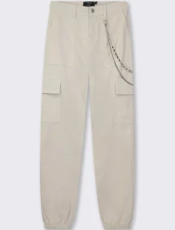 Piazza Italia Pantalone colorato con tasconi applicati e catena di tessuto elastico con vestibilita comfort - gesso Bianco Store