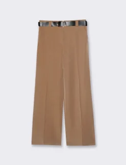 Piazza Italia Pantalone con cintura con elastico in vita - Cammello Fashion