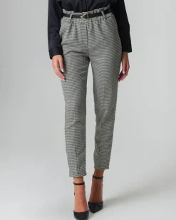 Piazza Italia Pantalone con cintura e tasche all'americana - Pied de poule Pattern Best Sale