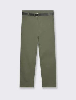 Piazza Italia Pantalone con cintura ed elastico in vita - Ve.milit. Verde Outlet