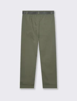 Piazza Italia Pantalone con cintura ed elastico in vita - Ve.milit. Verde Outlet