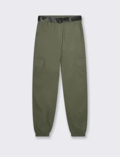 Piazza Italia Pantalone con cintura ed elasticon in vita modello cargo  - Ve.milit. Verde Cheap