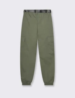 Piazza Italia Pantalone con cintura ed elasticon in vita modello cargo  - Ve.milit. Verde Cheap