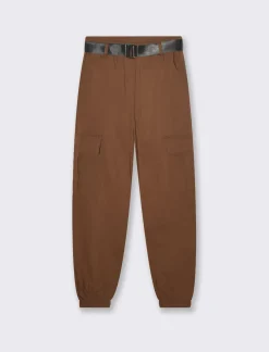 Piazza Italia Pantalone con cintura ed elasticon in vita modello cargo  - tabacco Marrone Store