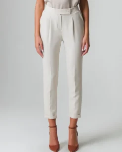 Piazza Italia Pantalone con elastico in vita sul retro con risvolto sulla caviglia - gesso Bianco Clearance