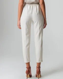 Piazza Italia Pantalone con elastico in vita sul retro con risvolto sulla caviglia - gesso Bianco Clearance