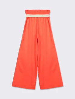 Piazza Italia Pantalone cotone con elastico in vita e cinura - Arancio Arancione Shop