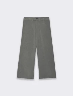 Piazza Italia Pantalone da bambina vestibilità ampia con orlo a taglio vivo in vita e al fondo - Grigio Hot