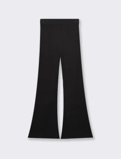 Piazza Italia Pantalone flare con elastico in vita e lavorazione a coste larghe - Nero Cheap