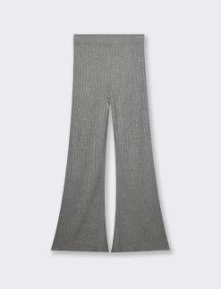 Piazza Italia Pantalone flare con elastico in vita e lavorazione a coste larghe - melange Grigio Clearance