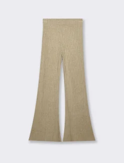 Piazza Italia Pantalone flare con elastico in vita e lavorazione a coste larghe - Cammello Beige Fashion