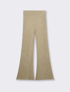 Piazza Italia Pantalone flare con elastico in vita e lavorazione a coste larghe - Cammello Beige Fashion