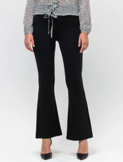 Piazza Italia Pantalone flare in punto milano con tasche finte - Nero Fashion