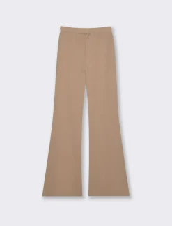 Piazza Italia Pantalone flare in punto milano con bustino elastico - Cammello Beige Flash Sale