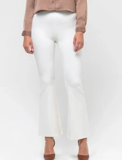 Piazza Italia Pantalone flare in punto milano con bustino elastico - Avorio Beige Clearance