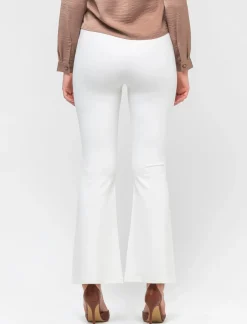 Piazza Italia Pantalone flare in punto milano con bustino elastico - Avorio Beige Clearance