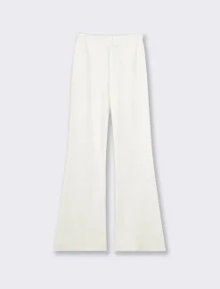 Piazza Italia Pantalone flare in punto milano con bustino elastico - Avorio Beige Clearance
