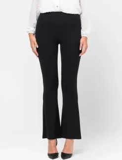 Piazza Italia Pantalone flare in tessuto scuba con elastico in vita - Nero Online