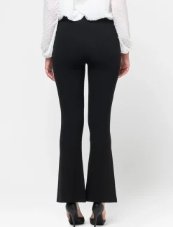 Piazza Italia Pantalone flare in tessuto scuba con elastico in vita - Nero Online