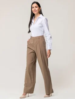 Piazza Italia Pantalone fromale modello a palazzo in tessuto fluido - castoro Grigio Fashion