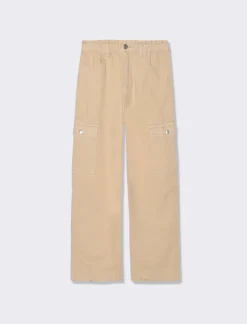 Piazza Italia Pantalone in cotone con tasche stile cargo e gamba ampia - Beige Discount