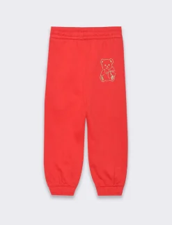 Piazza Italia Pantalone in felpa con elastico al fondo e in vita, zip frontali e ricamo anteriore - Rosso New