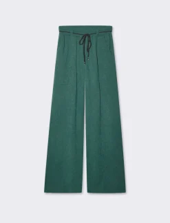 Piazza Italia Pantalone in maglia con cinturino - Verde Flash Sale
