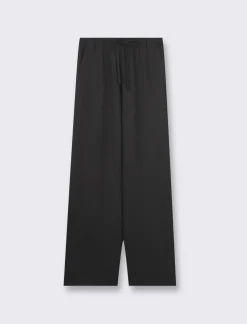 Piazza Italia Pantalone in tessuto fluido con elastico e coulisse in vita vestibilità straight - Nero Clearance