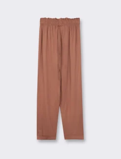 Piazza Italia Pantalone in tessuto leggero con fusciacca ed elastico - Cacao Marrone Best