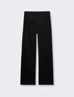 Piazza Italia Pantalone in velluto gamba larga con elastico in vita - Nero Cheap