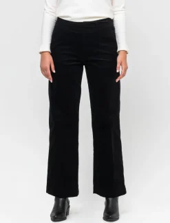 Piazza Italia Pantalone in velluto gamba larga con elastico in vita - Nero Cheap