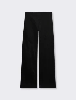 Piazza Italia Pantalone in velluto gamba larga con elastico in vita - Nero Cheap
