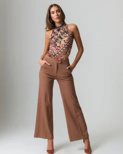 Piazza Italia Pantalone palazzo con chiusura con zip e bottoni. tasche americane sui fianchi - Cammello Beige Best