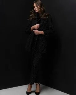 Piazza Italia Pantalone regular con strass applicati - Nero Shop