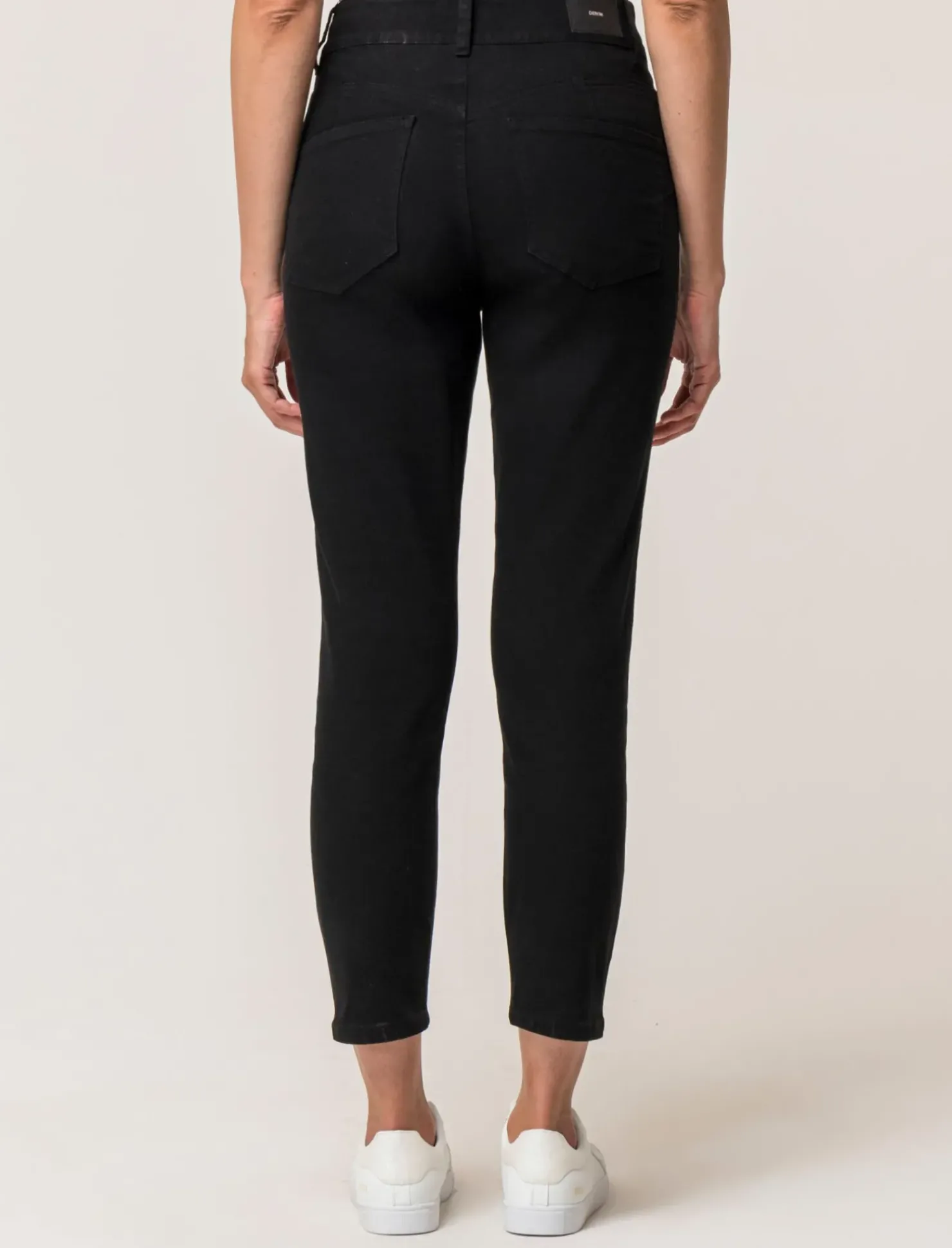 Piazza Italia Pantalone skinny colorato vita alta crop e bustino - Nero Cheap