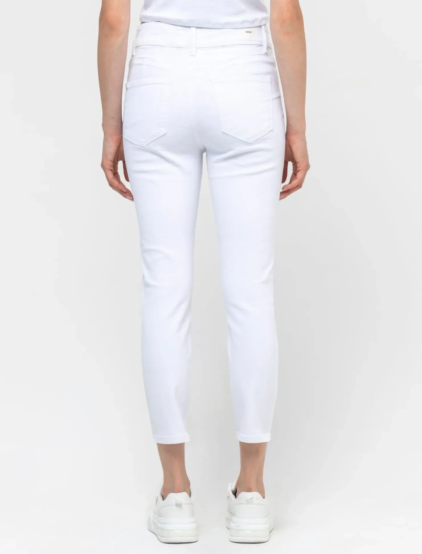 Piazza Italia Pantalone skinny colorato vita alta crop e bustino - Bianco Cheap