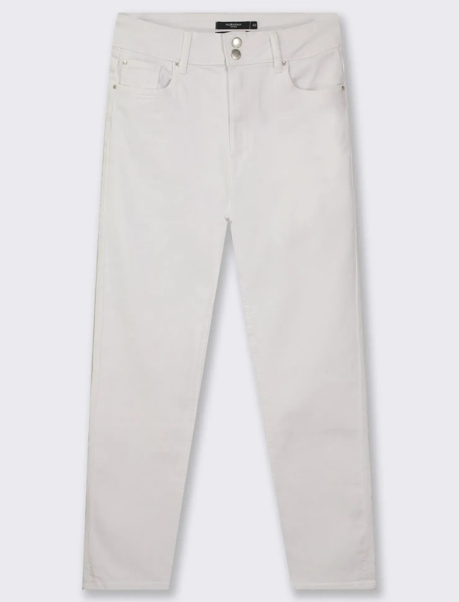 Piazza Italia Pantalone skinny colorato vita alta crop e bustino - Bianco Cheap