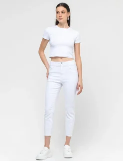 Piazza Italia Pantalone skinny colorato vita alta crop e bustino - Bianco Cheap