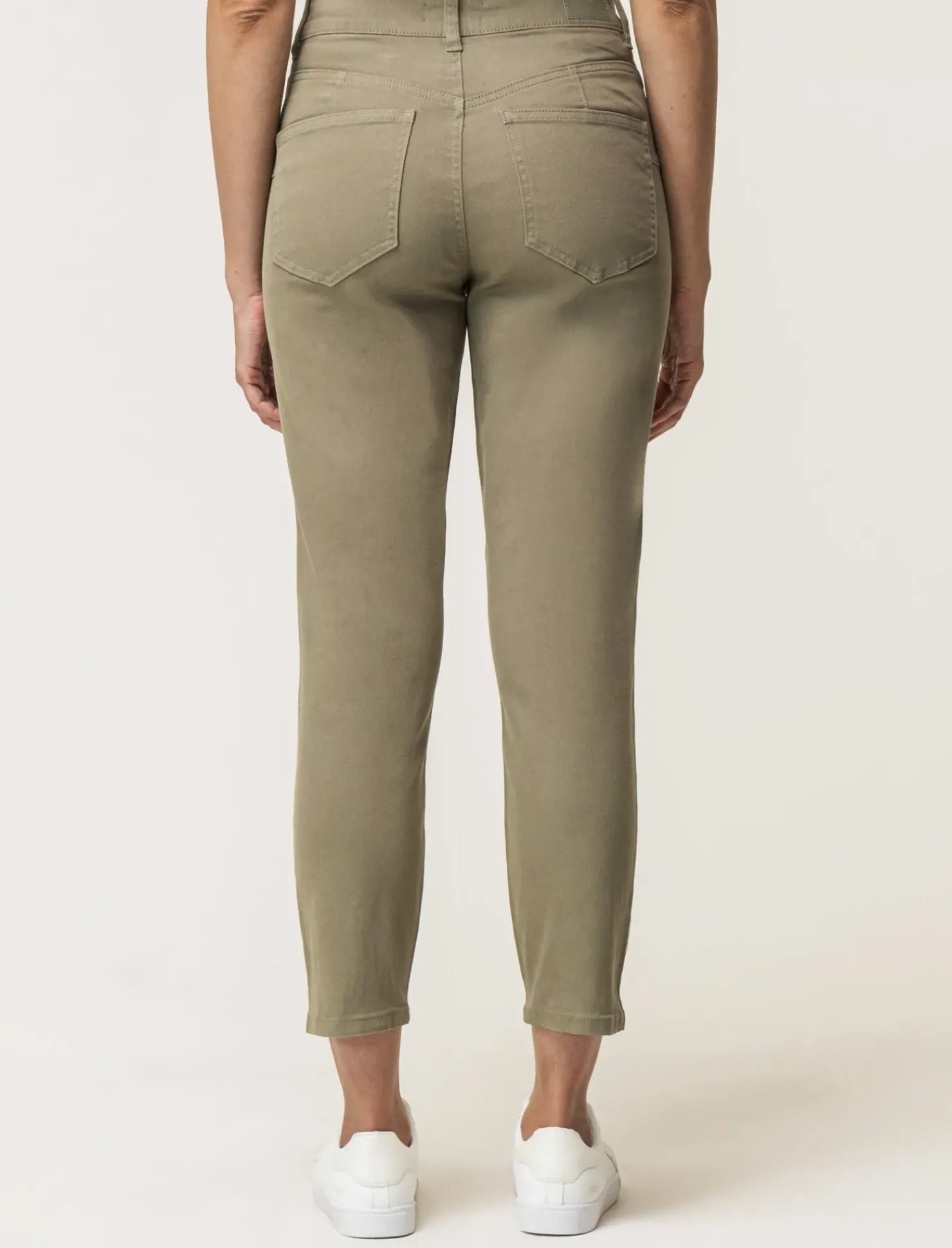 Piazza Italia Pantalone skinny colorato vita alta crop e bustino - salvia Verde Discount