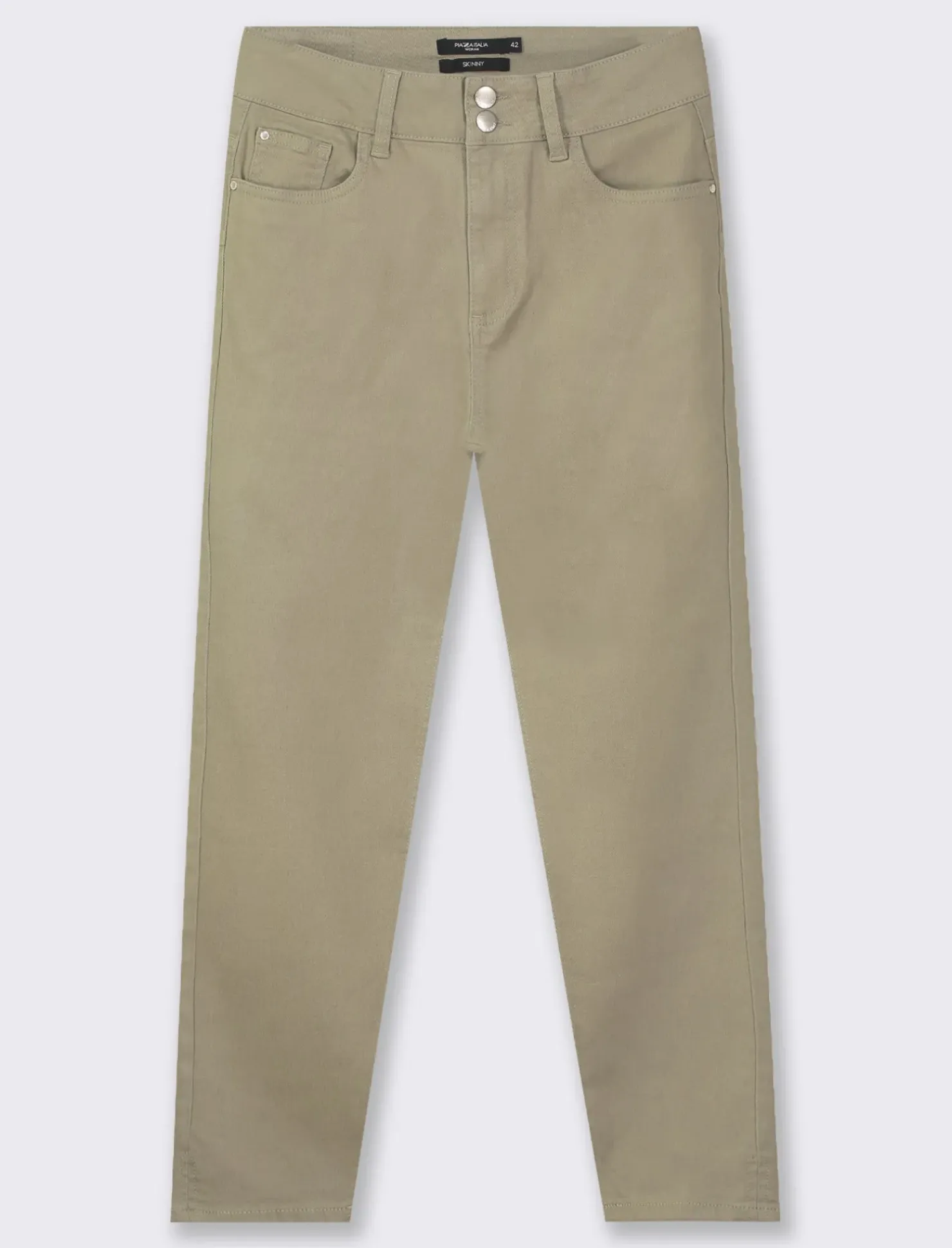 Piazza Italia Pantalone skinny colorato vita alta crop e bustino - salvia Verde Discount