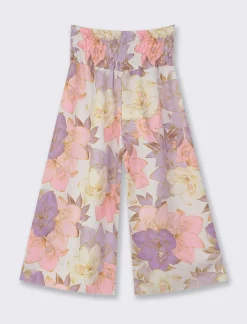 Piazza Italia Pantalone stampa floreale con impunture elastiche - Lilla Viola New