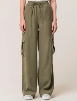 Piazza Italia Pantalone straight modello jogger con vita elastica regolabile e tasconi applicati - Kaky 1 Verde Online