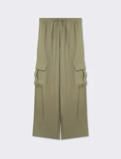 Piazza Italia Pantalone straight modello jogger con vita elastica regolabile e tasconi applicati - Kaky 1 Verde Online