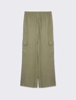 Piazza Italia Pantalone straight modello jogger con vita elastica regolabile e tasconi applicati - Kaky 1 Verde Online