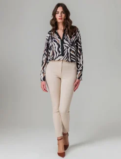 Piazza Italia Pantalone tessuto elastico con vestibilità slim - burro Bianco Clearance