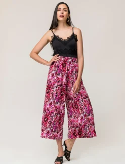 Piazza Italia Pantalone vestibilità culotte con elastico in vita in visocosa stampato - var 2 Store