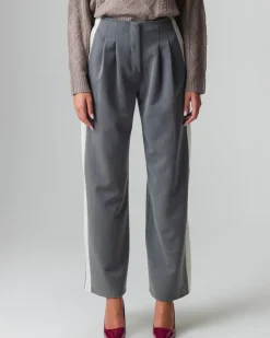 Piazza Italia Pantalone vita alta con banda laterale - Grigio Online